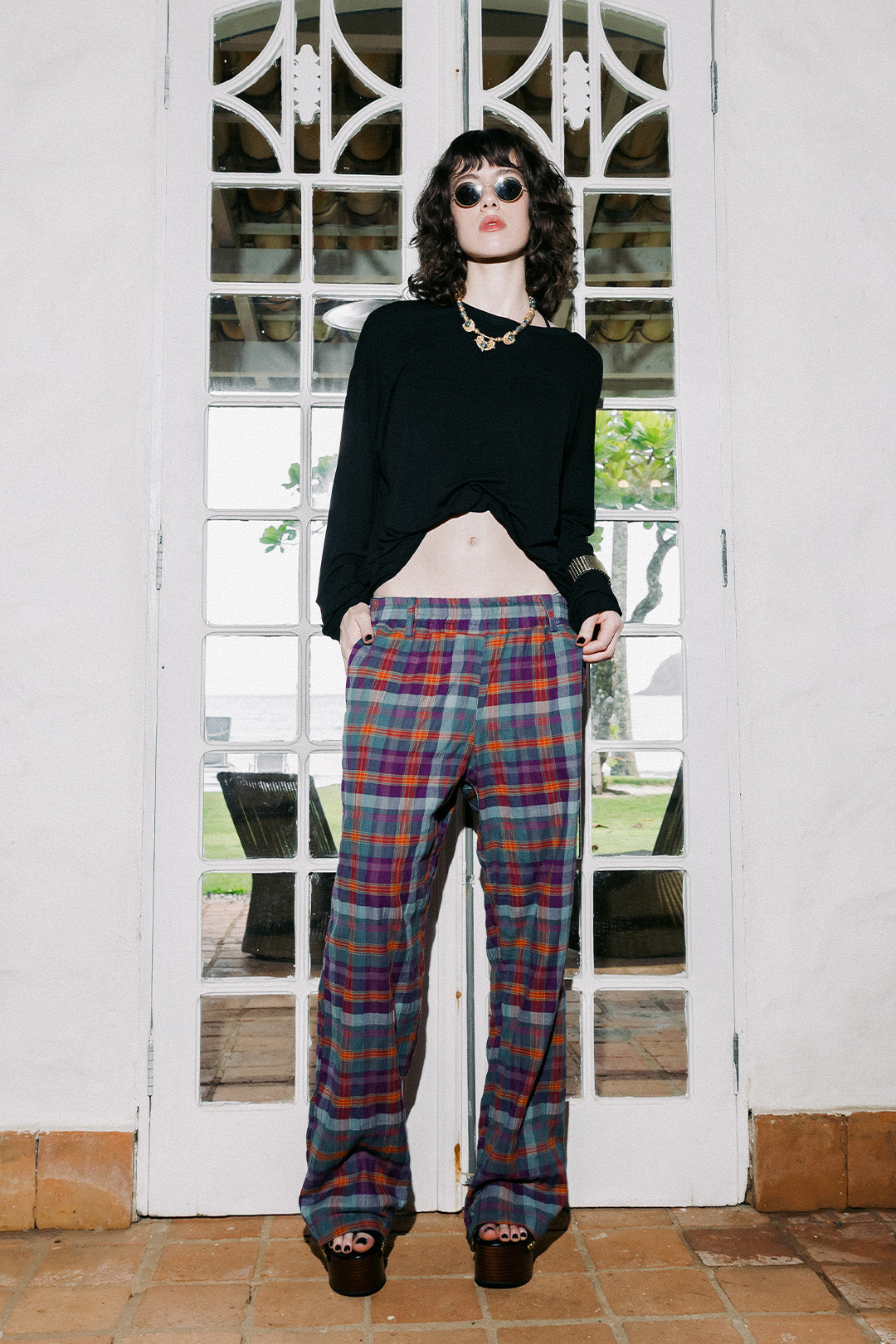 CALÇA MIDNIGHT ALGODÃO XADREZ GRAPE