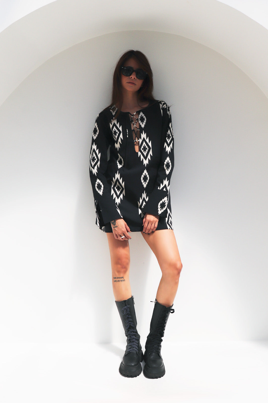 VESTIDO BOHEMIAN ARIZONA ALGODÃO ESTAMPADO BLACK