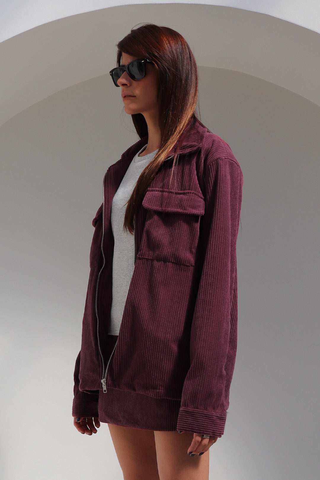 JAQUETA TENNESSEE VELUDO COTELÊ MARSALA