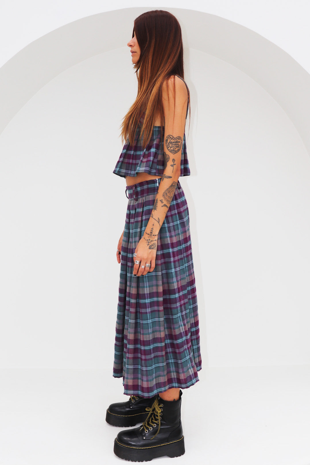 SAIA PLIÉ ALFAIATARIA ALGODÃO XADREZ