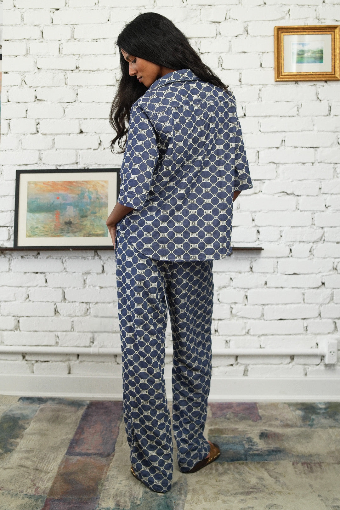 CALÇA BISOUS ALGODÃO BORDADO BLUE