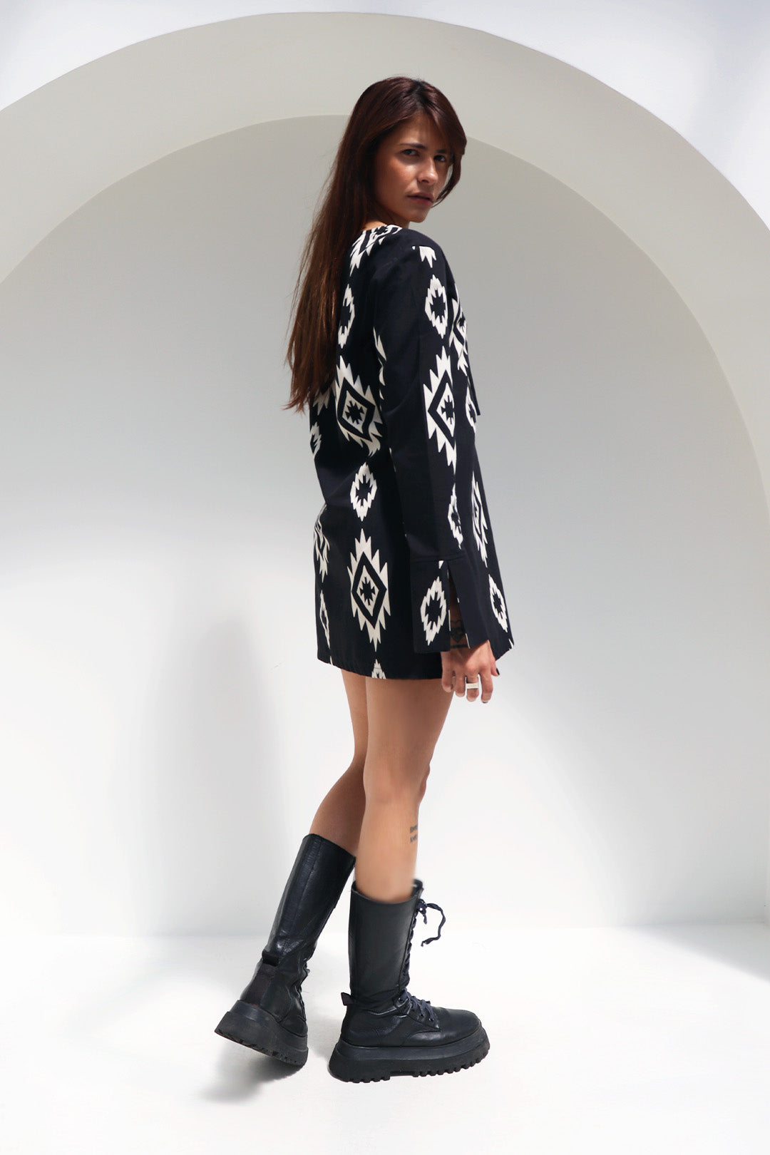 VESTIDO BOHEMIAN ARIZONA ALGODÃO ESTAMPADO BLACK