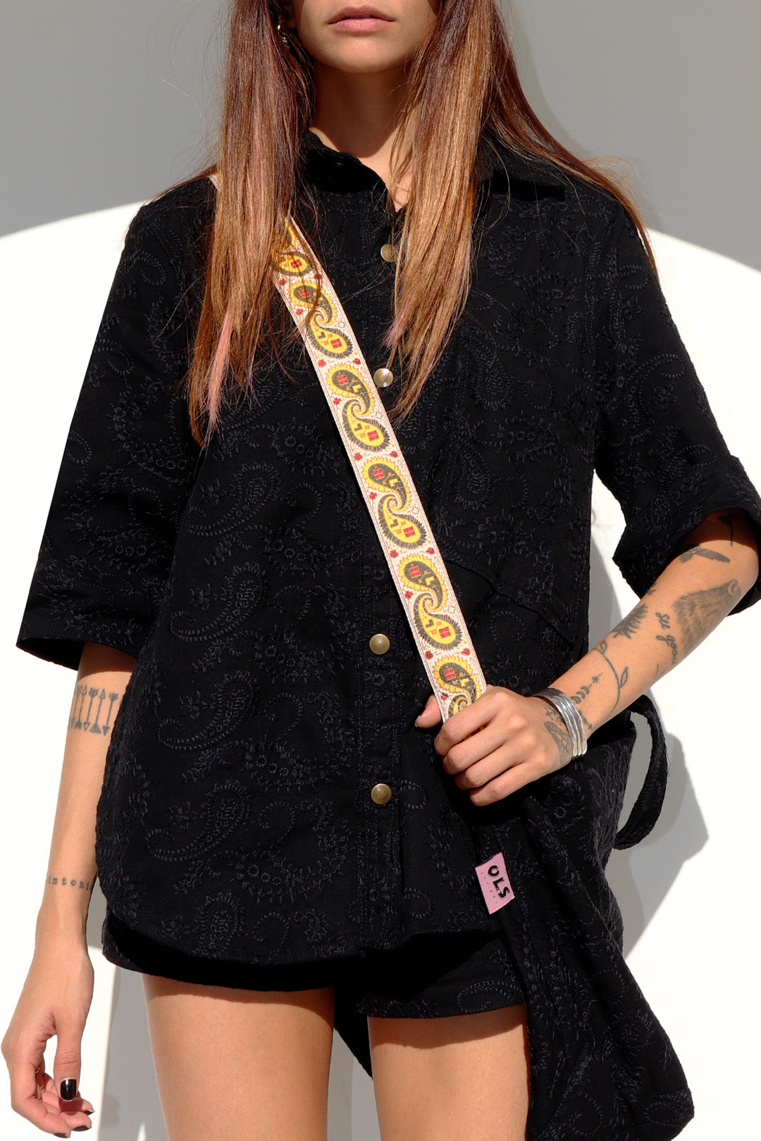 CAMISA FOXY SARJA BORDADA CASHMERE BLACK