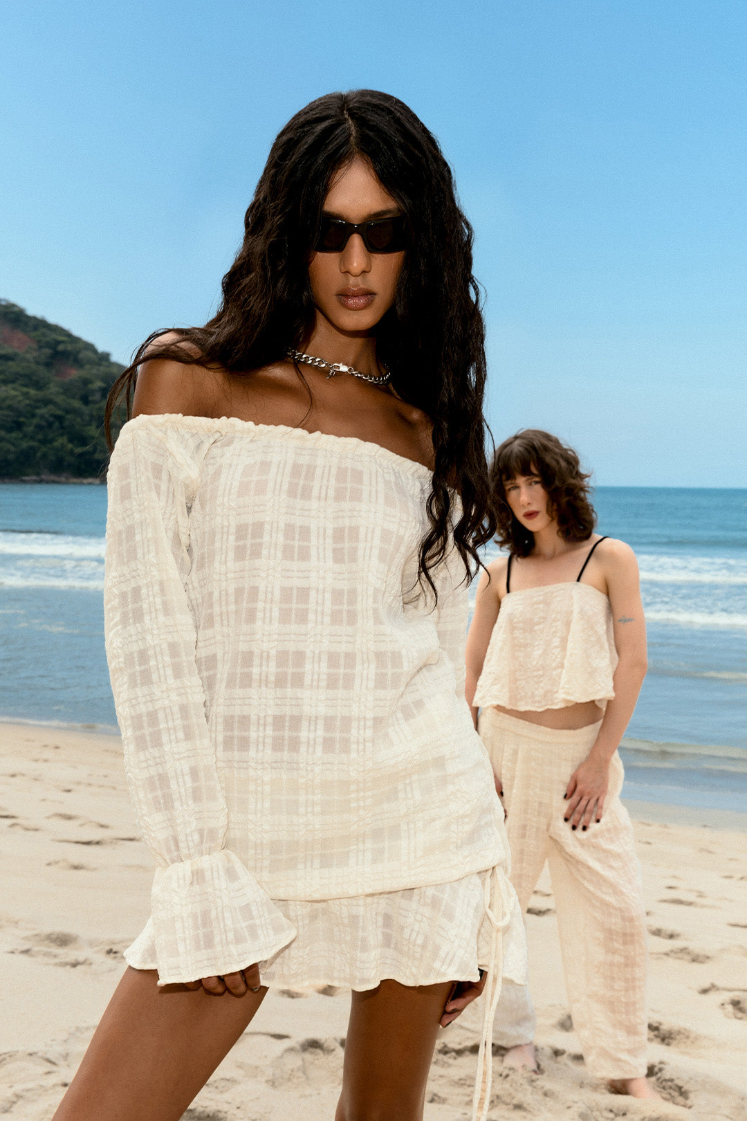 VESTIDO VOIL CHESS COM SHORTS FORRO OFF WHITE PRÉ-VENDA ENVIO A PARTIR DE 15/01