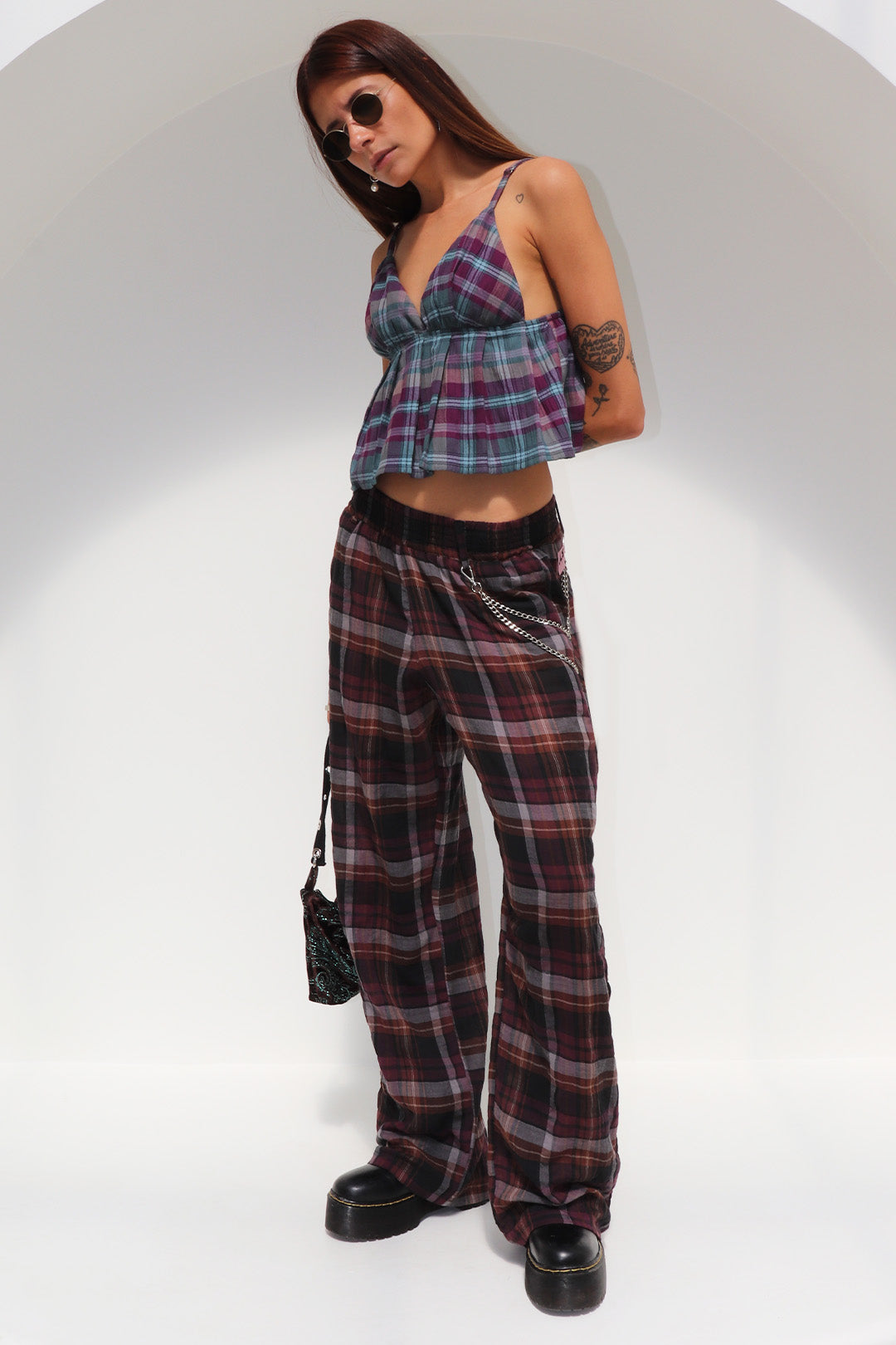 CALÇA MIDNIGHT ALGODÃO XADREZ BROWN