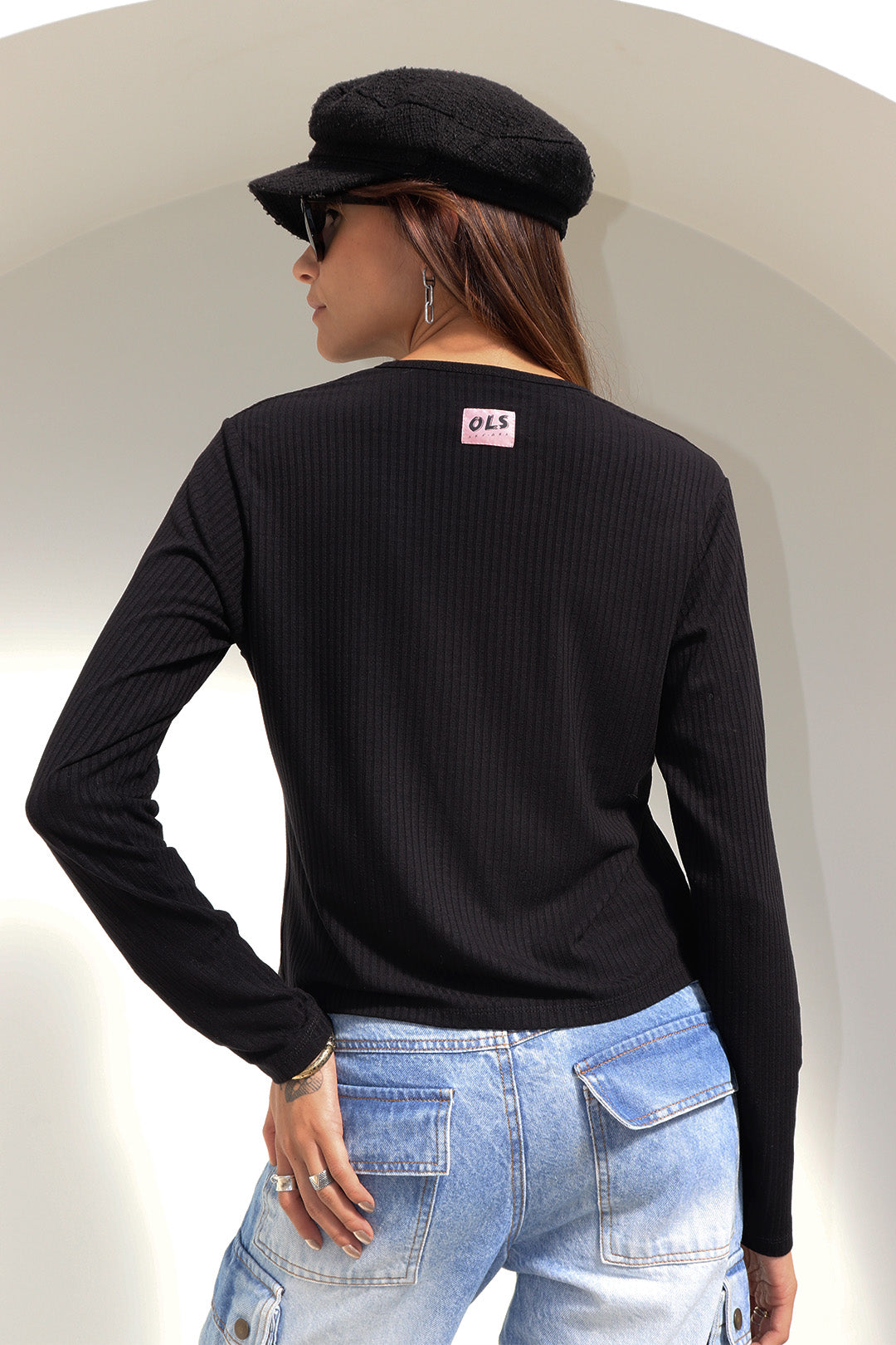 CARDIGAN SWEET MALHA CANELADA BLACK