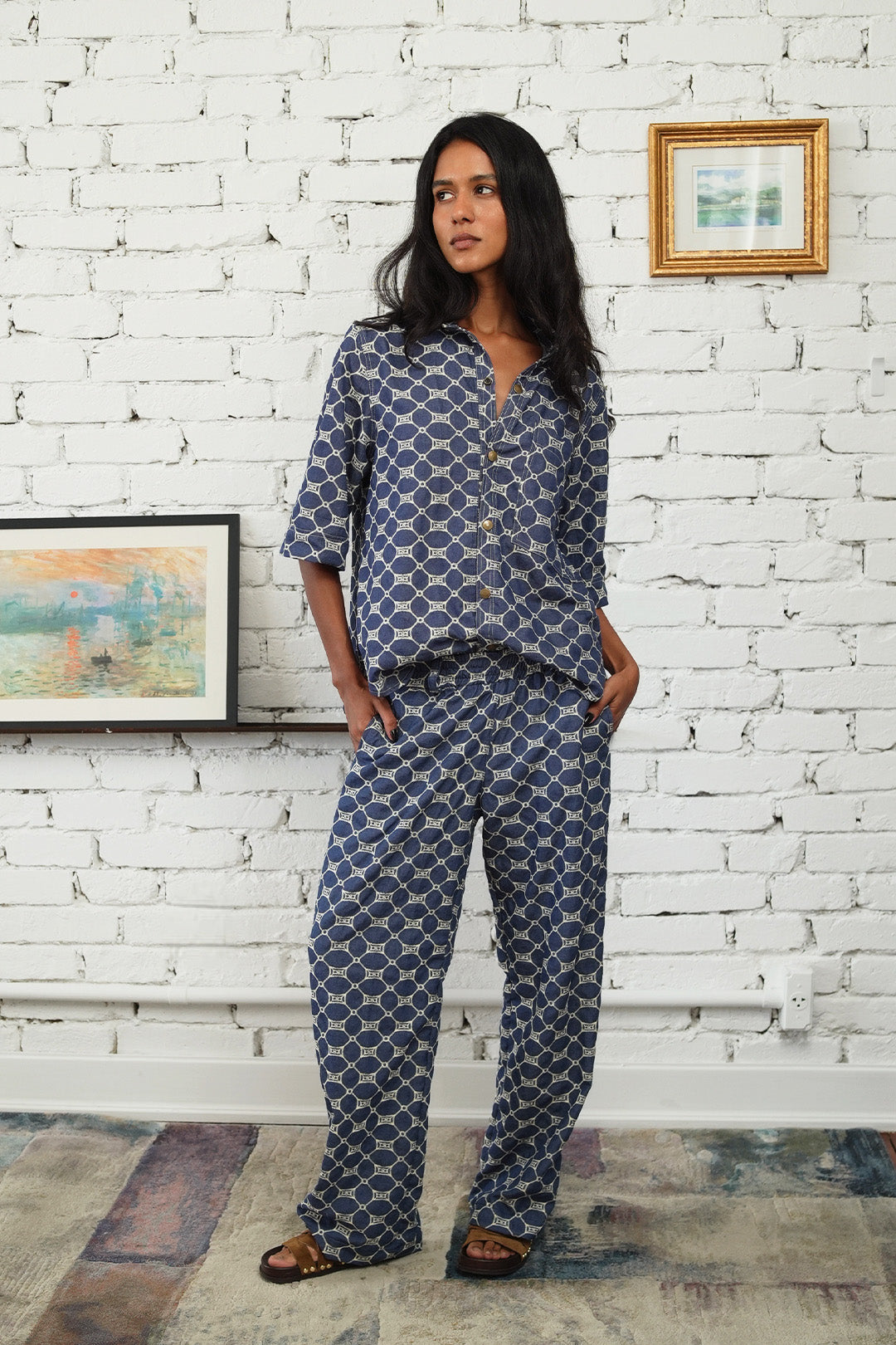 CALÇA BISOUS ALGODÃO BORDADO BLUE