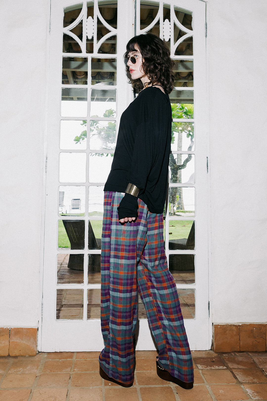 CALÇA MIDNIGHT ALGODÃO XADREZ GRAPE