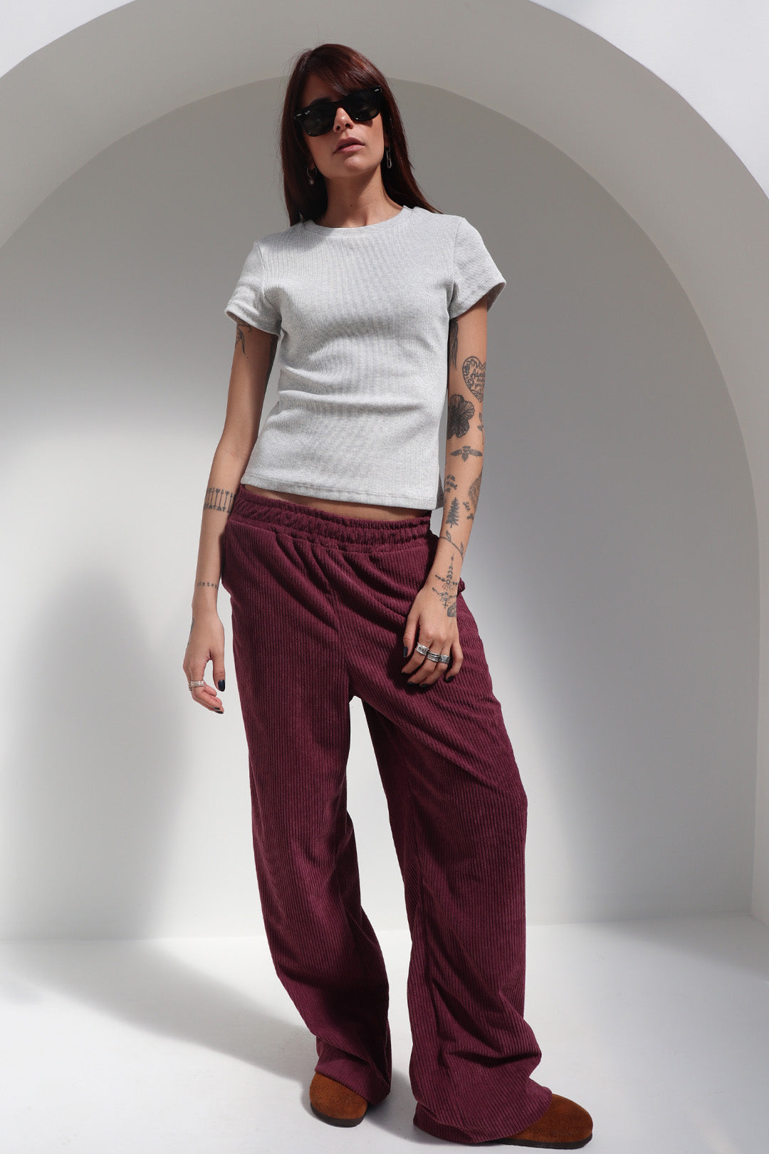 CAMISETA BABY LOOK MALHA CANELADA GRAY