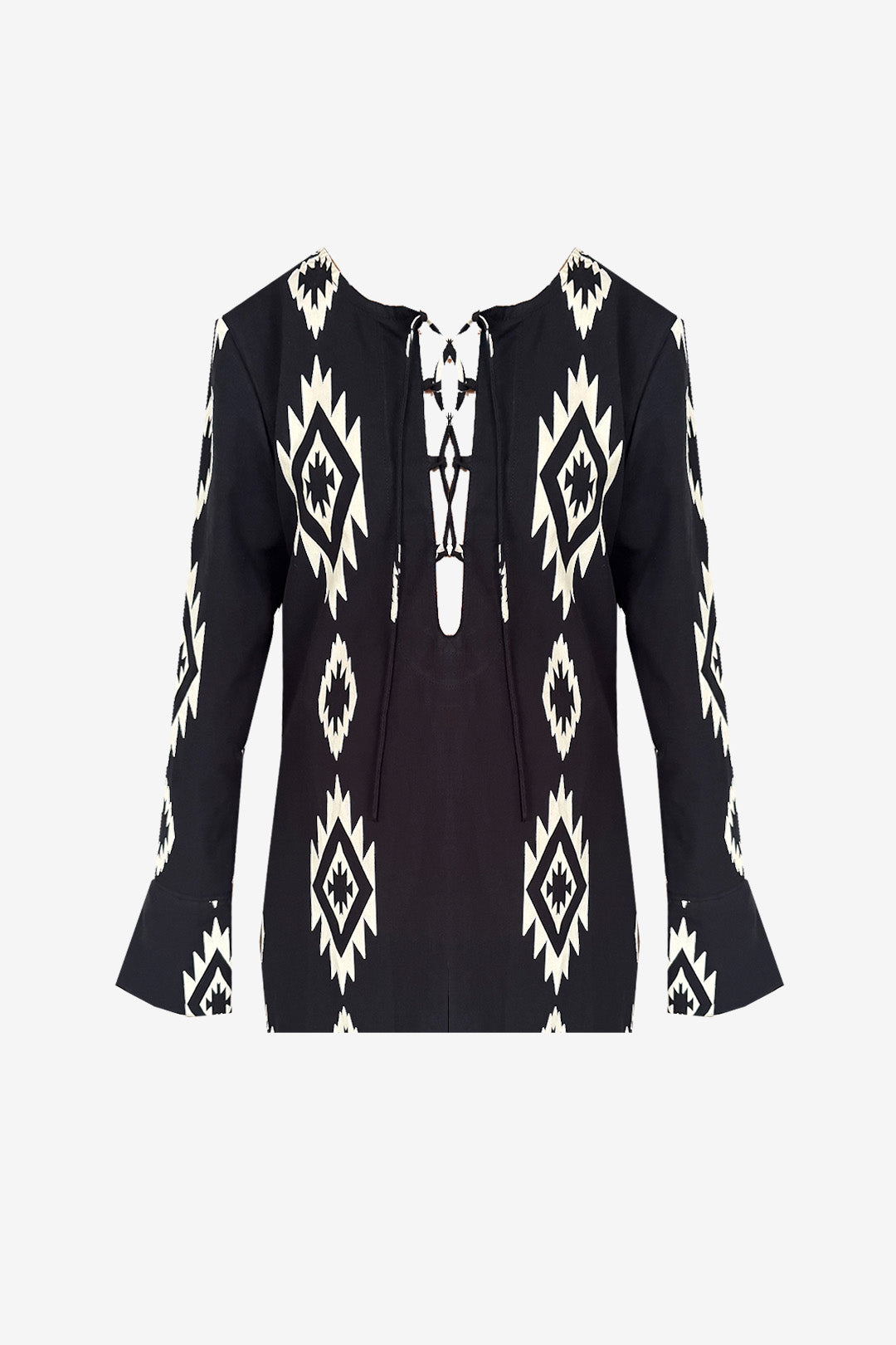 VESTIDO BOHEMIAN ARIZONA ALGODÃO ESTAMPADO BLACK