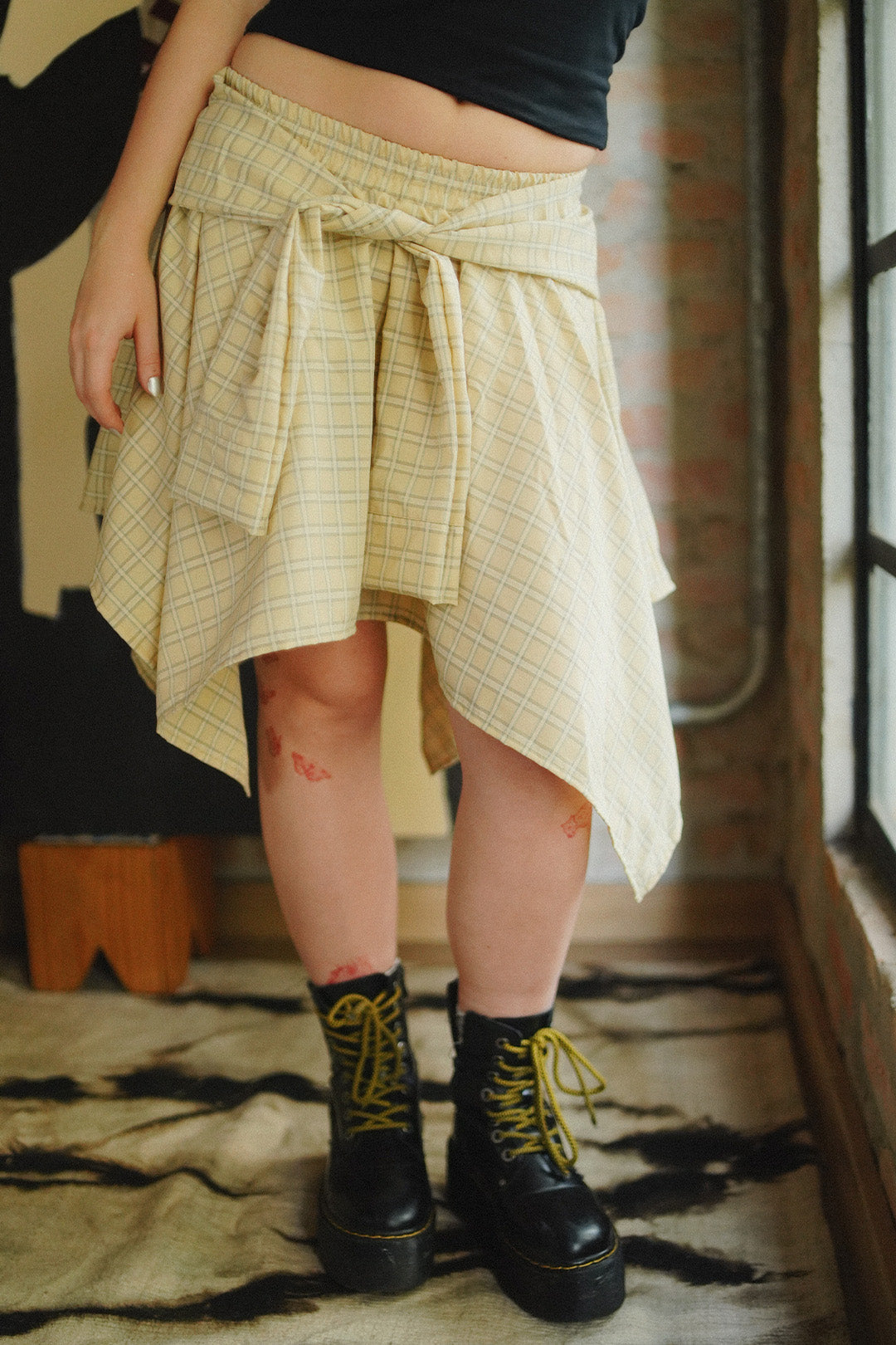 SAIA SHORTS BRUSH TARTAN XADREZ BUTTER