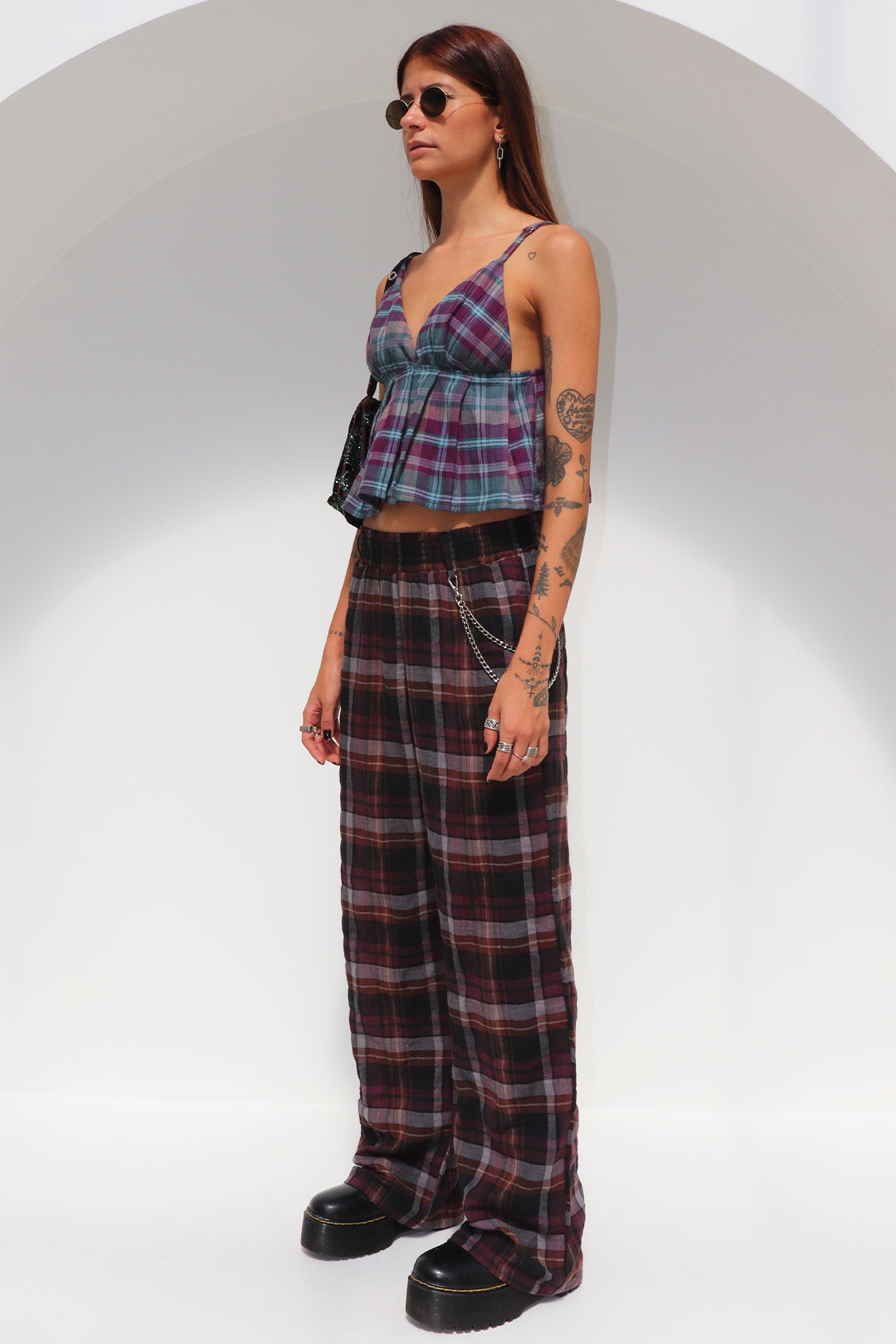 CALÇA MIDNIGHT ALGODÃO XADREZ BROWN