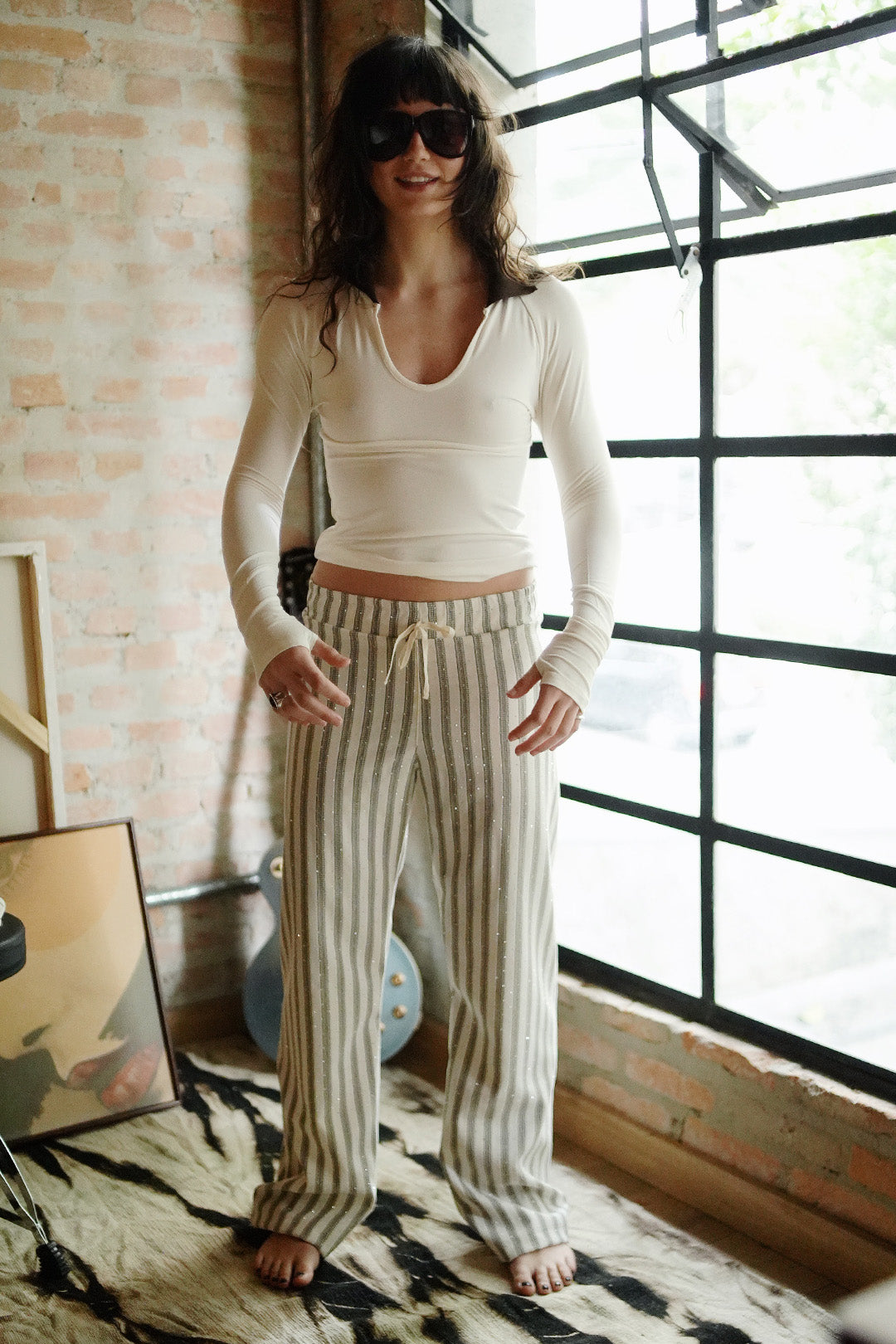 CALÇA LIGHT NORDIC RISCA PEDRARIA OFF WHITE