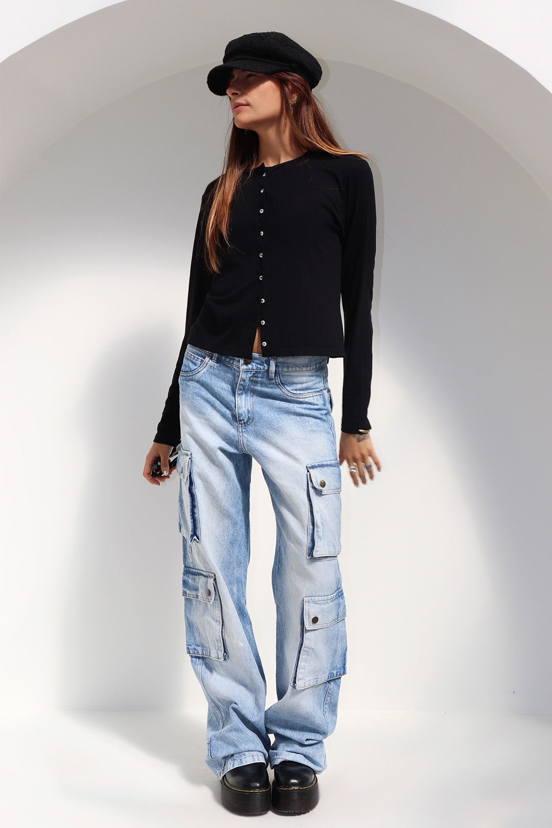 CARDIGAN SWEET MALHA CANELADA BLACK