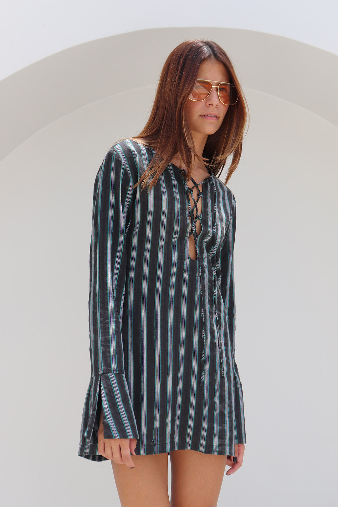 VESTIDO BOHEMIAN ALGODÃO LISTRADO