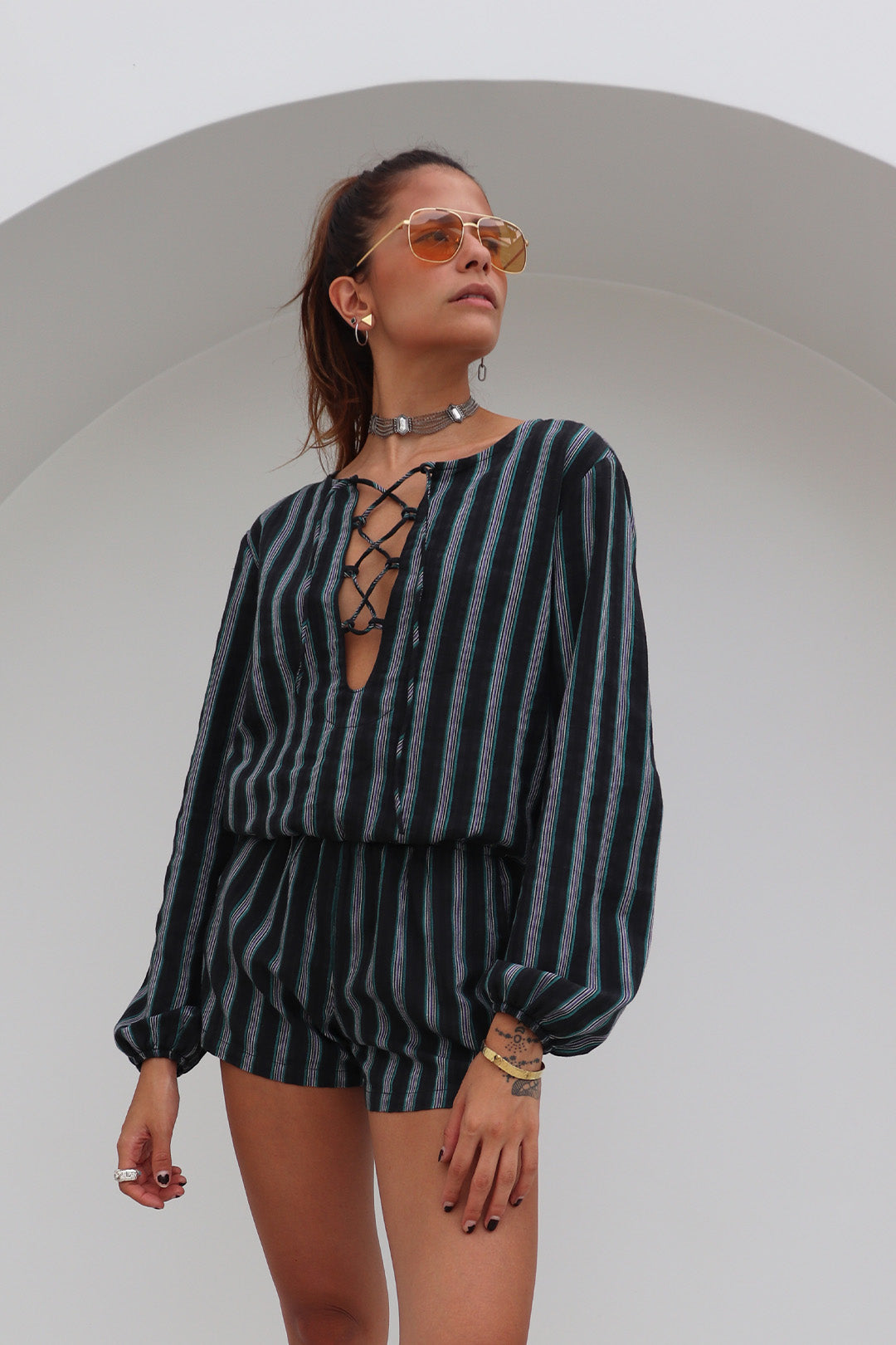 BLUSA BOHEMIAN ALGODÃO LISTRADO