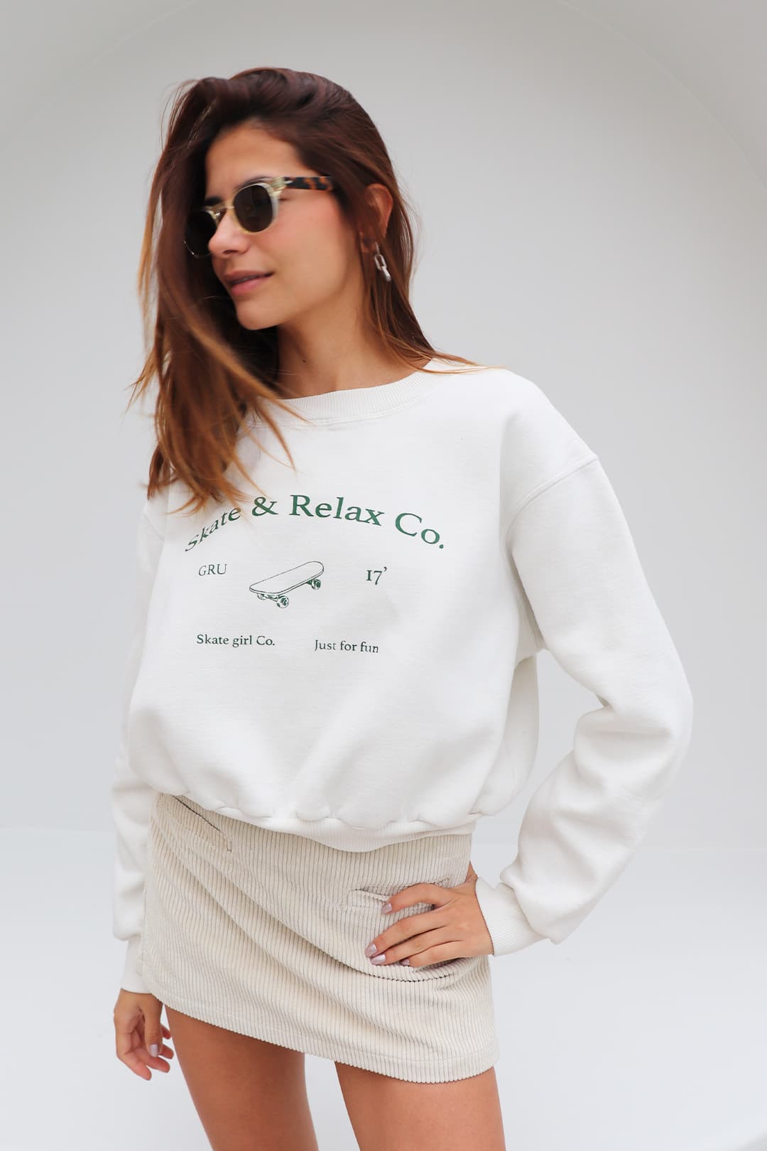 BLUSA JUST FOR FUN MOLETOM OFF WHITE