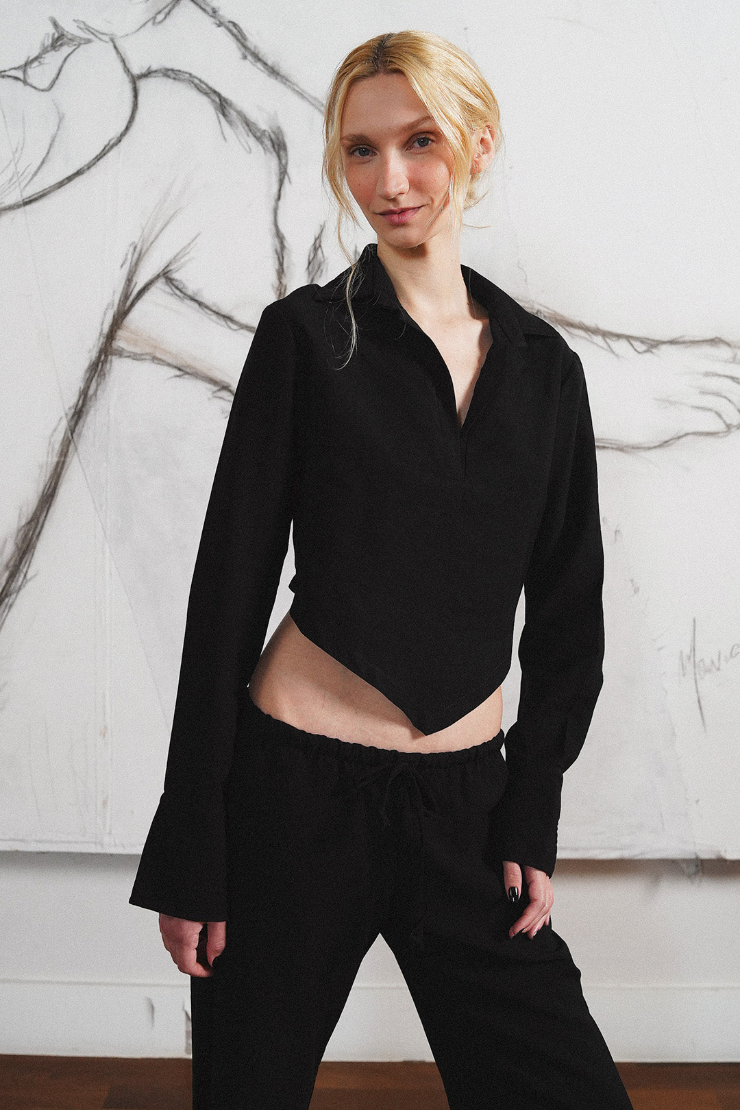 CAMISA SENSUALITÉ VISCOSE BLACK