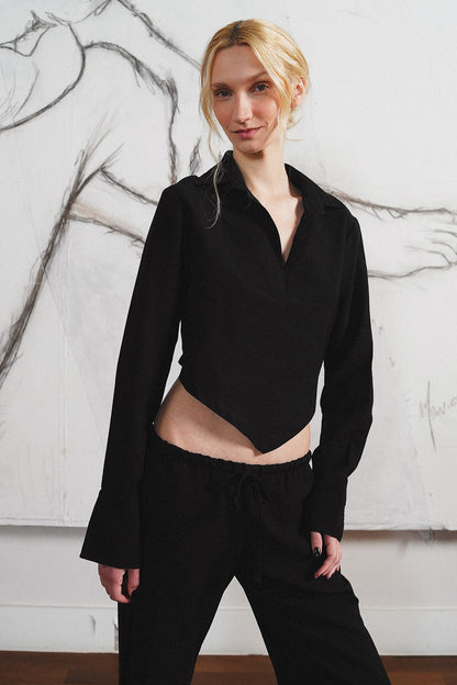 CAMISA SENSUALITÉ VISCOSE BLACK