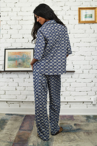 CALÇA BISOUS ALGODÃO BORDADO BLUE