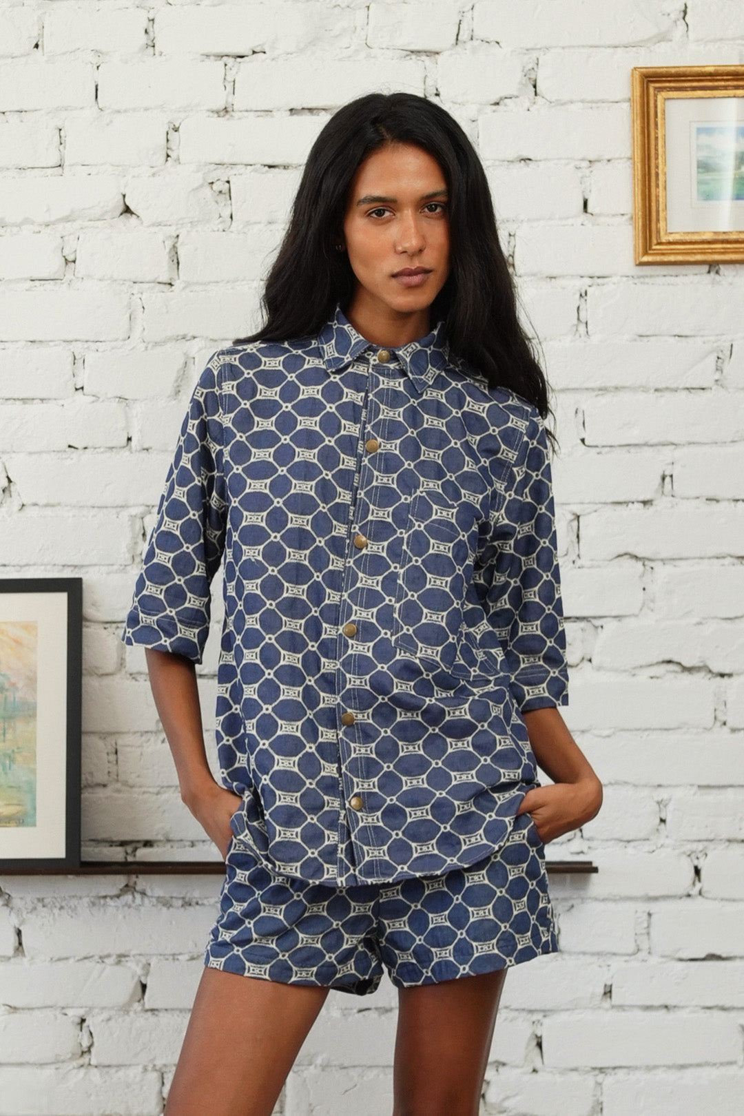 CAMISA BISOUS ALGODÃO BORDADO BLUE