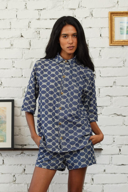 CAMISA BISOUS ALGODÃO BORDADO BLUE