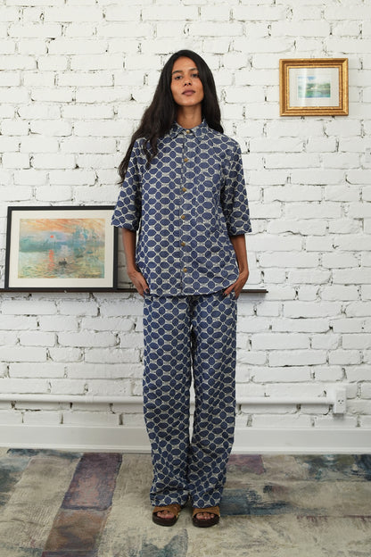 CALÇA BISOUS ALGODÃO BORDADO BLUE