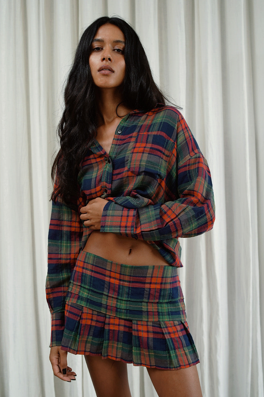 SAIA MIDNIGHT ALGODÃO XADREZ GREEN