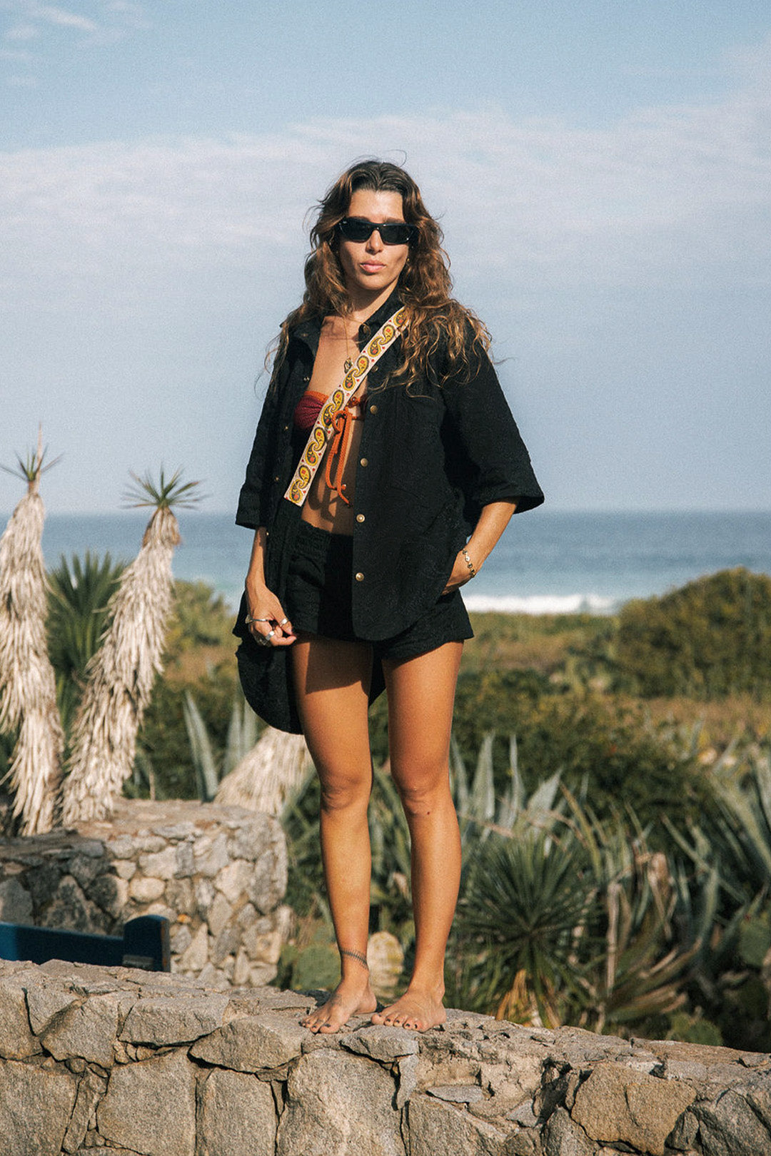 CAMISA FOXY SARJA BORDADA CASHMERE BLACK