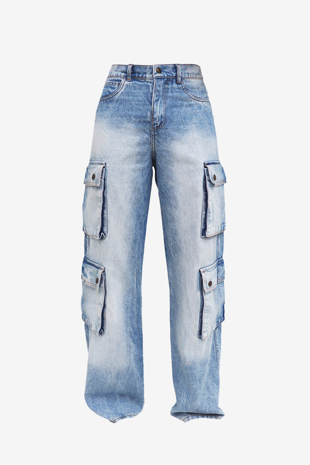 CALÇA  JEANS CARGO COM BOLSOS BLUE