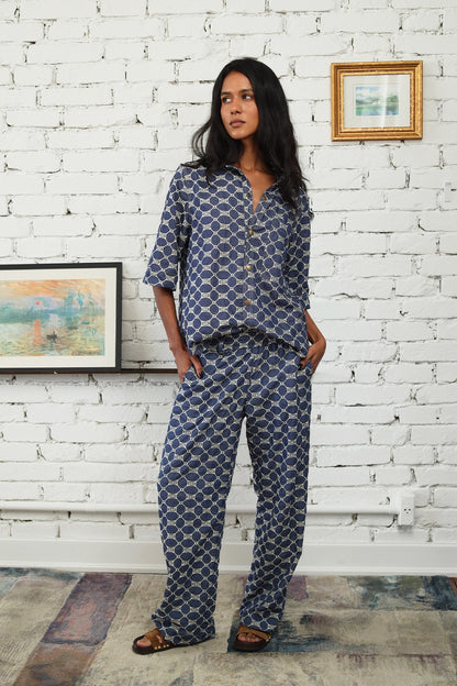 CALÇA BISOUS ALGODÃO BORDADO BLUE