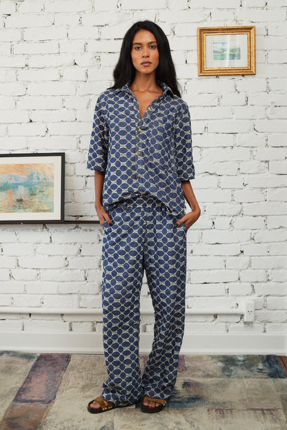 CALÇA BISOUS ALGODÃO BORDADO BLUE