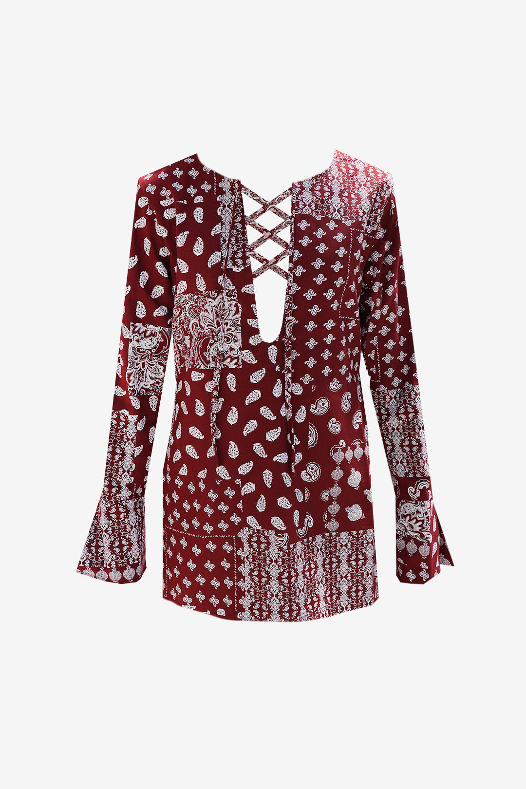 VESTIDO BOHEMIAN ESTAMPADO CASHMERE WINE