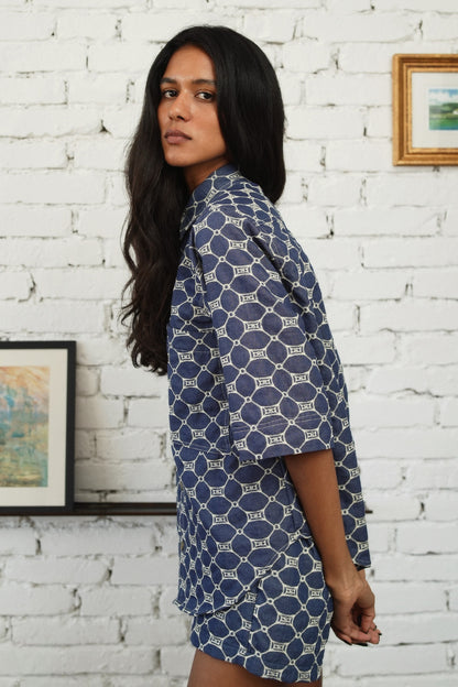 CAMISA BISOUS ALGODÃO BORDADO BLUE