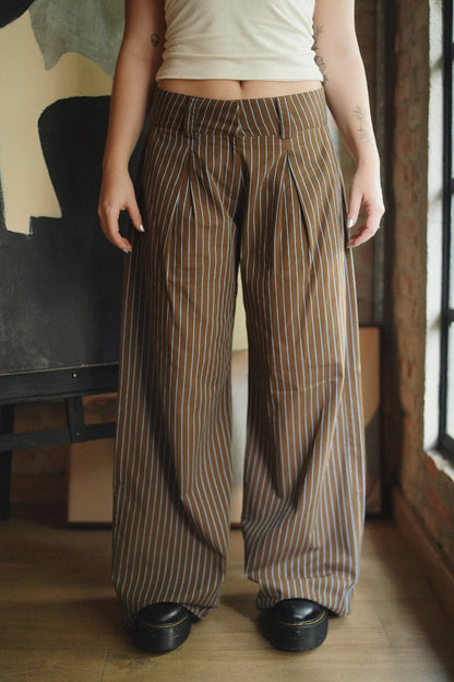 CALÇA ANDROGYNE  2.0 ALGODÃO LISTRADO BROWN