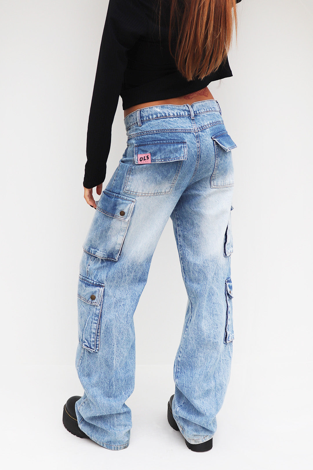 CALÇA  JEANS CARGO COM BOLSOS BLUE