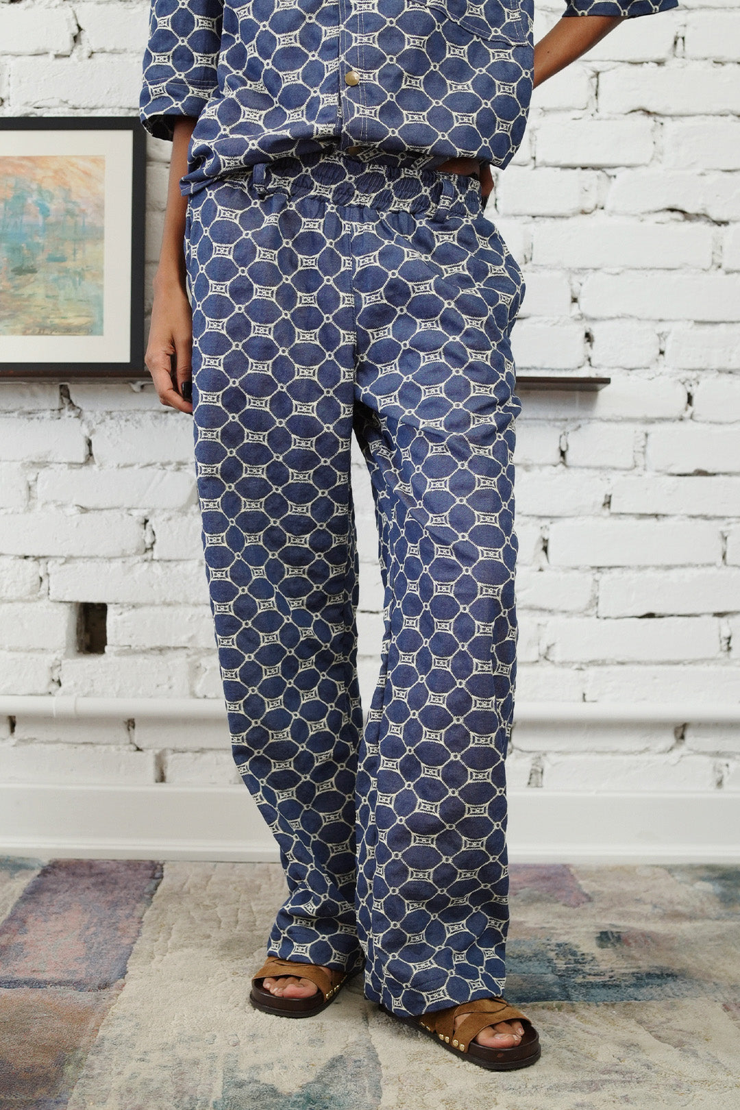 CALÇA BISOUS ALGODÃO BORDADO BLUE