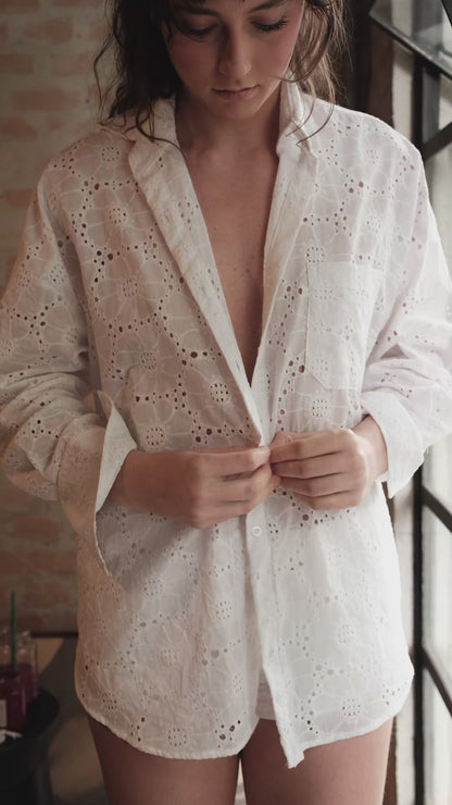 CAMISA MOM’S GARDEN LAISE FLORAL WHITE