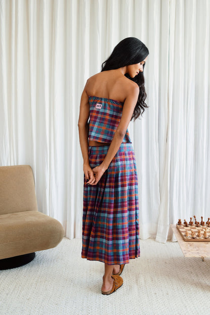 SAIA PLIÉ ALGODÃO XADREZ GRAPE