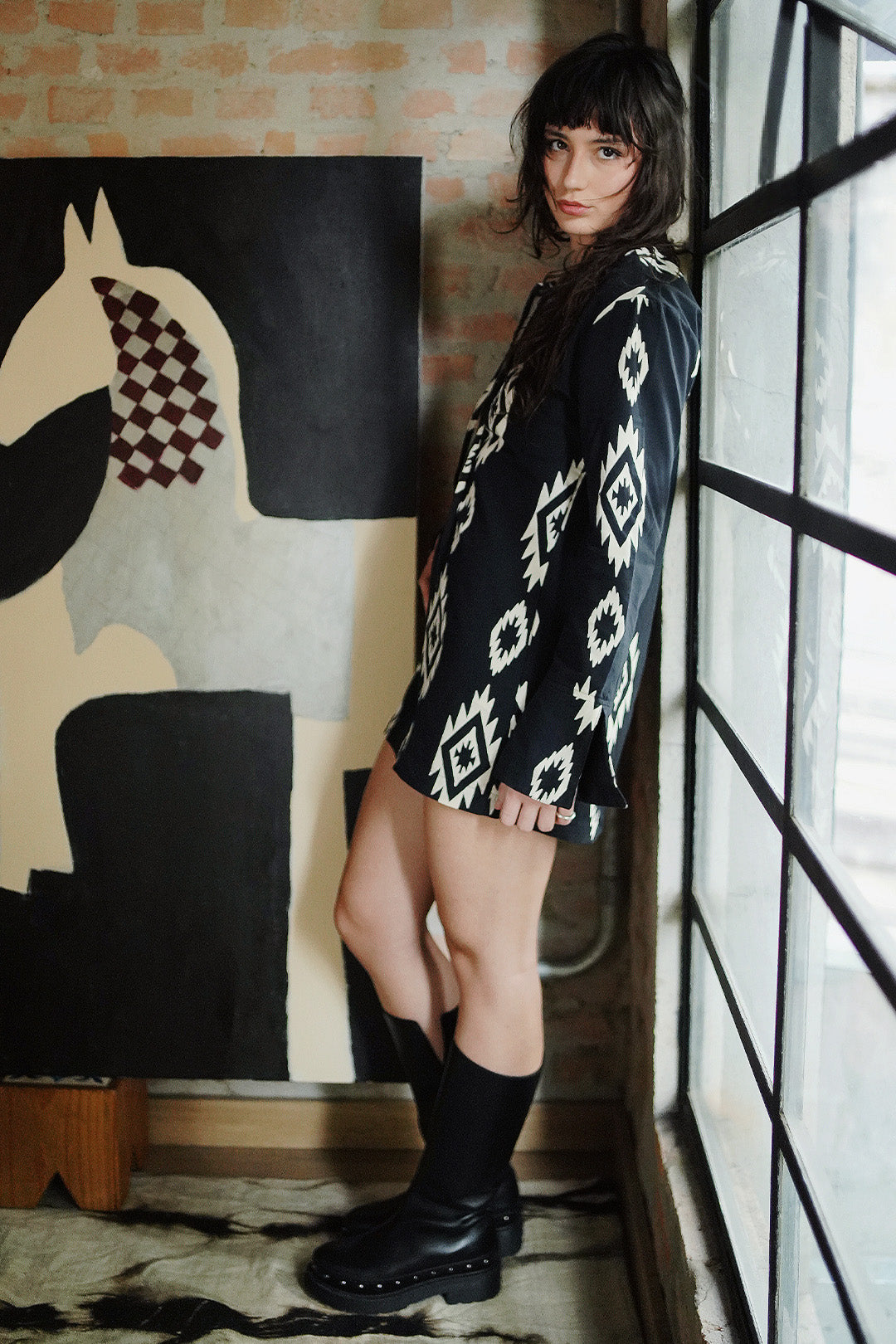 VESTIDO BOHEMIAN ARIZONA ALGODÃO ESTAMPADO BLACK