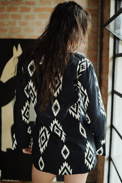 VESTIDO BOHEMIAN ARIZONA ALGODÃO ESTAMPADO BLACK