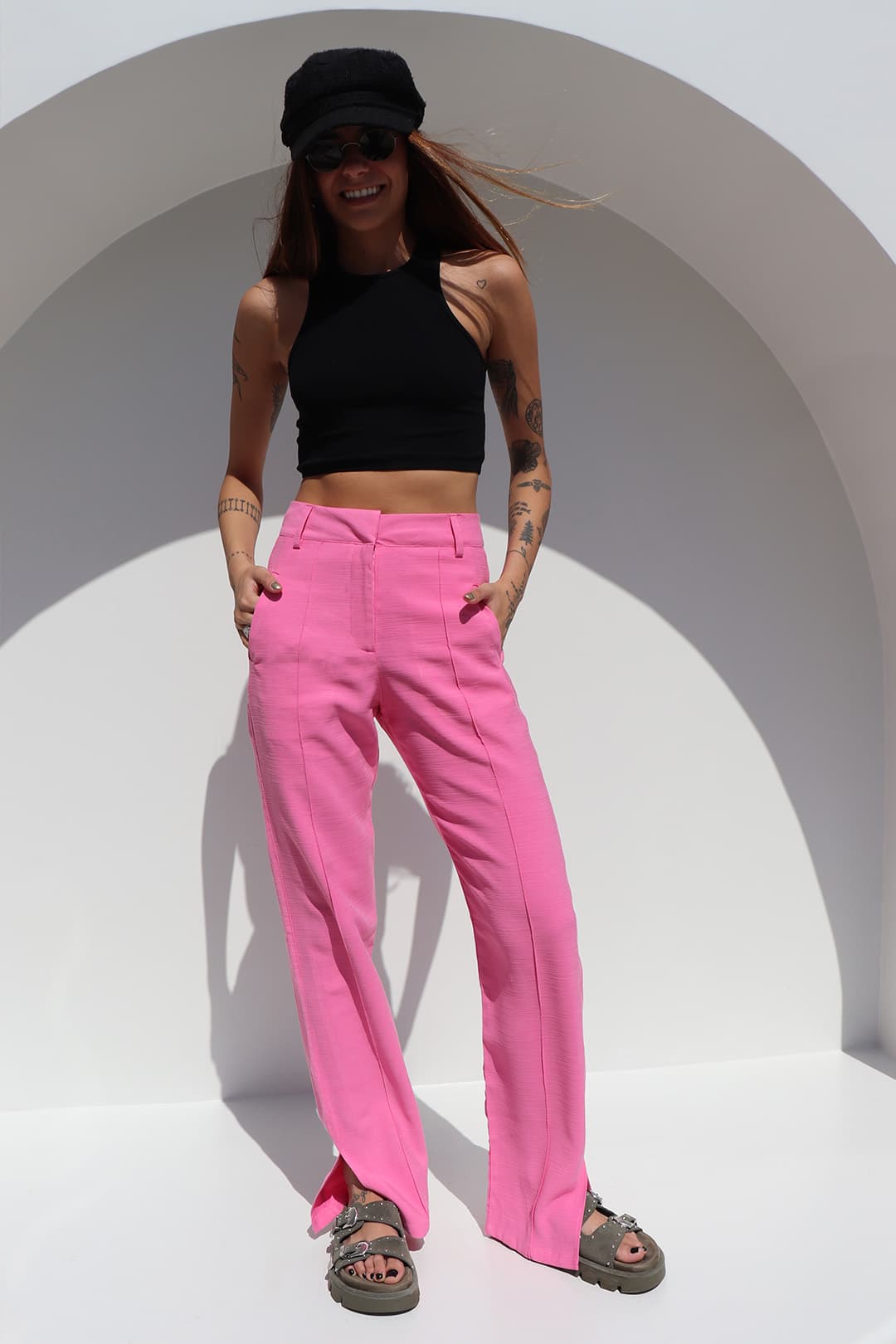 CALÇA PERALTA ALFAIATARIA LINHO PINK